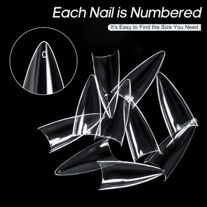 GV33 THR3E STROKES Soft Gel Nail Tips, Full Cover Clear Soft Nail Tips for Artificial False Nails Extension Nail Salons DIY Nail Art with Box, 550PCS (MEDIUM STILETTO N17)