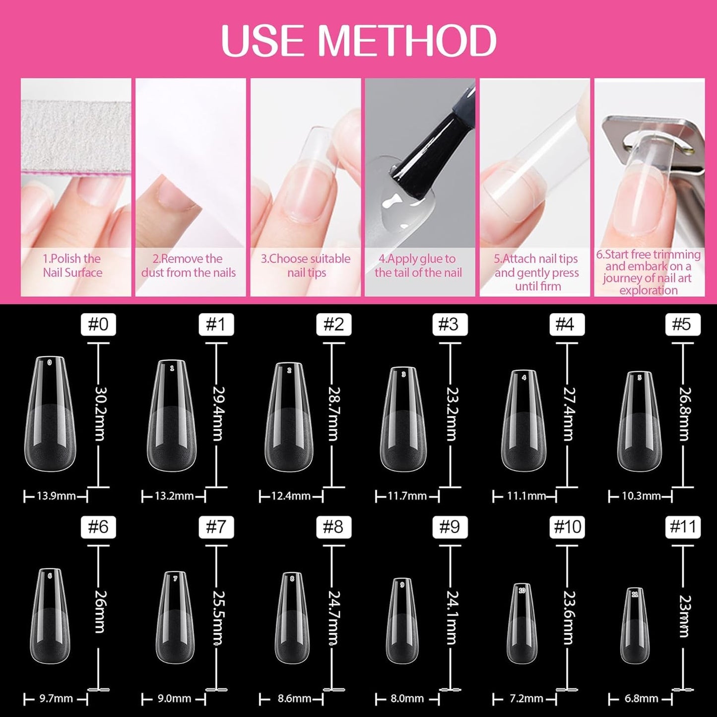GV25 THR3E STROKES Soft Gel Nail Tips, Full Cover Clear Soft Nail Tips for Artificial False Nails Extension Nail Salons DIY Nail Art with Box, 550PCS (LONG COFFIN N19)