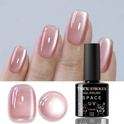 GV145 THR3E STROKES 9D Glitter Cat Eye Gel Magnetic Nail Polish Gel Art Manicure DIY at Home Soak Off UV Gel 7.5ML (CE11, 7.5ML)