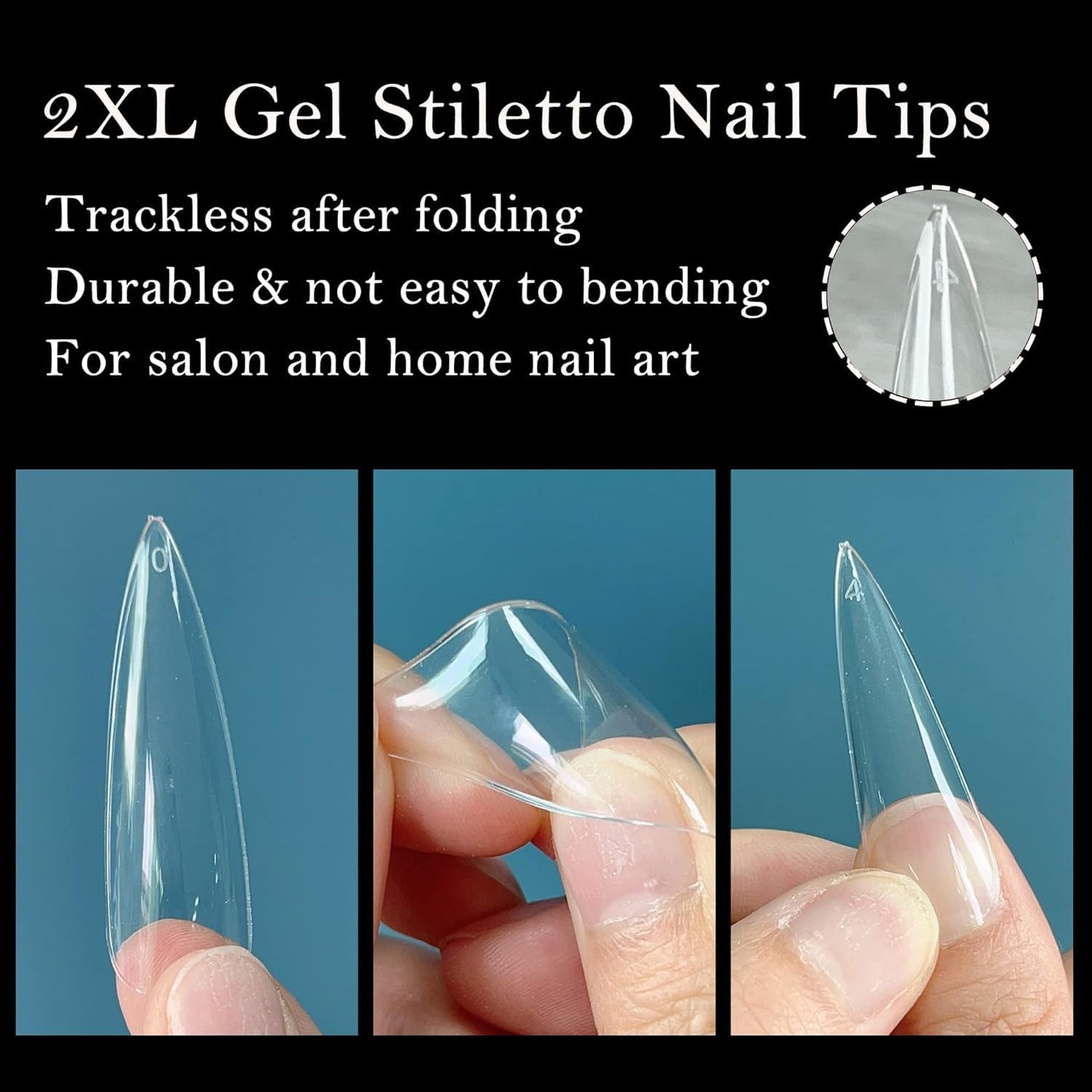 GV27 THR3E STROKES Soft Gel Nail Tips, Full Cover Clear Soft Nail Tips for Artificial False Nails Extension Nail Salons DIY Nail Art with Box, 440PCS (LONG STILETTO N11)