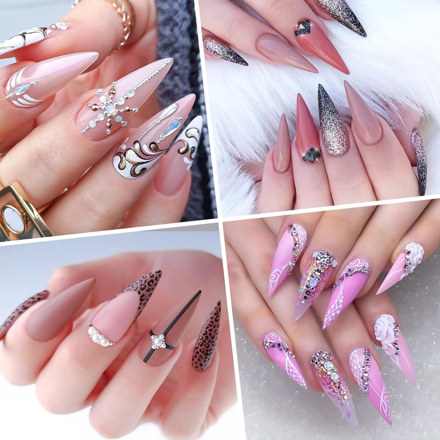 GV33 THR3E STROKES Soft Gel Nail Tips, Full Cover Clear Soft Nail Tips for Artificial False Nails Extension Nail Salons DIY Nail Art with Box, 550PCS (MEDIUM STILETTO N17)
