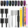 GV119 THR3E STROKES 12pcs Nail Magnet Tool Set Cat Eye Magnet for Nails Gradient Nail Design Magnetic Gel Nail Polish Pen Double Ended Magnet Sticks Nail Art Tools for DIY Salon (SET OF 12)