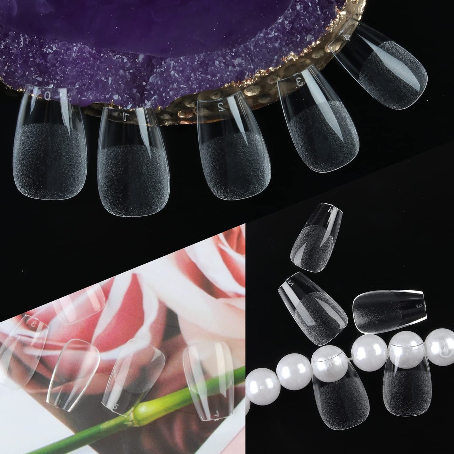GV24 THR3E STROKES Soft Gel Nail Tips, Full Cover Clear Soft Nail Tips for Artificial False Nails Extension Nail Salons DIY Nail Art with Box, 550PCS (SHORT COFFIN N22)