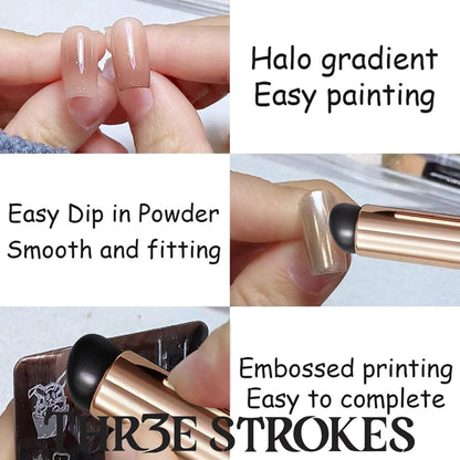GV60 THR3E STROKES 2 Pcs Silicone Nail Art Brushes, Reusable Nail Brushes For Nail Art Silicone Jelly Head Nail Brushes For Lip Lipstick Concealer Makeup Brush Nail Glitter Gradient Shading Manicure Tools
