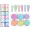 GV164 THR3E STROKES Colorful Glitter Sweater Powder Nail Kit, Holographic Macaron Nails Glitter Powder Complete Set with Bottled Colored Woolen Powder and Sparkling Glitter(6 Boxes) (d47)