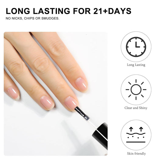 GV54 THR3E STROKES 2 Pcs 100ml No Wipe Gel Top Coat and Base Coat Set - Shine Finish and Long Lasting, Soak Off LED Nail Lamp Gel Base Top Coat Finish Nail Art Design Manicure Gifts for Women