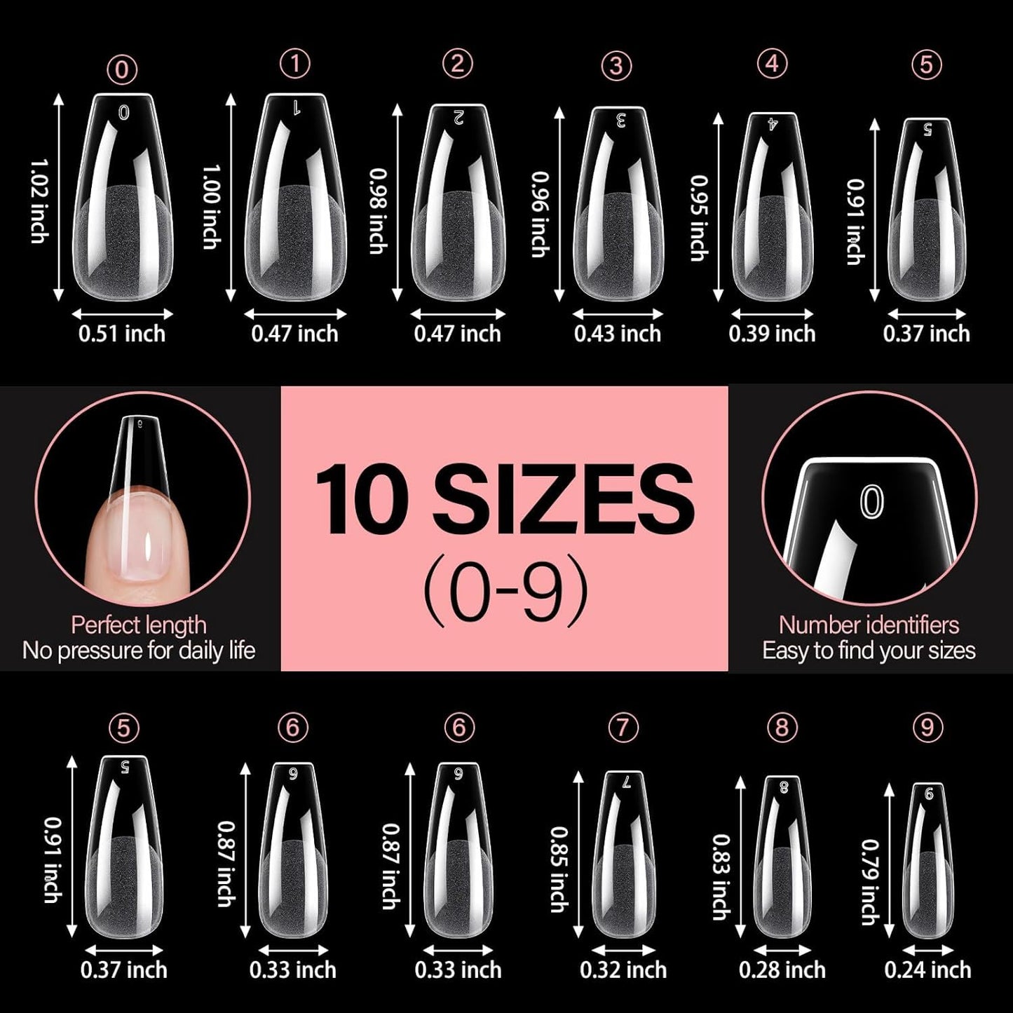GV34 THR3E STROKES Soft Gel Nail Tips, Full Cover Clear Soft Nail Tips for Artificial False Nails Extension Nail Salons DIY Nail Art with Box, 550PCS (MEDIUM COFFIN N14)