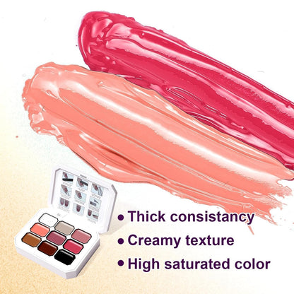 GV512 THR3E STROKES Solid Cream GelPolish Set, 9 Colors Pudding Gel Nail Polish Palette with Nail Brush, Nude Pink Orange Red Solid Gel Polish Nail Art Kit Soak Off Portable Gift for Girls/Friend DIY Home (B)
