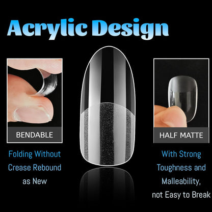 GV35 THR3E STROKES Soft Gel NailTips, Full Cover Clear Soft Nail Tips for Artificial FalseNails Extension Nail Salons DIY NailArt with Box, 550PCS (MEDIUM OVAL P11)