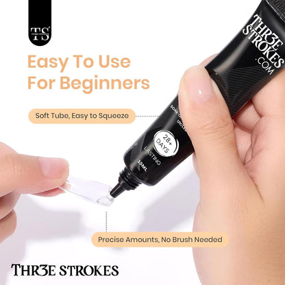 GV23 THR3E STROKES Upgrade 3 in 1 Nail Glue Gel for False Nail Tips, 20g Super Strong Nail Gel Glue for Nail Extension Soft Gel Nail Tips and 3D Nail Art Rhinestone Glue Soak Off UV Nail Gel Long Lasting