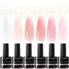 GV6 THR3E STROKES Gel Nail Polish Set- 6 Colors Nude Gel Polish All Seasons Skin Tones Pink Neutral Brown Gel Polish Kit (Uv/Led Lamp Required) Shades Need At Least 3 Layers, Shine Finish, 7 Milliliters (NUDE 234)