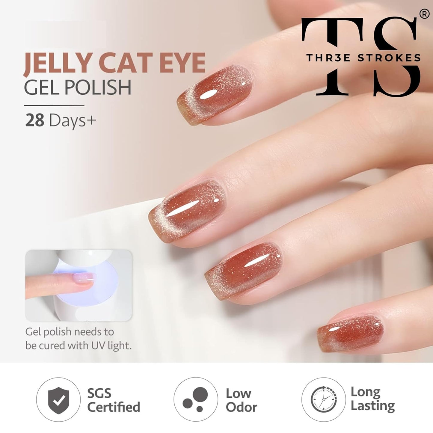 GV39 THR3E STROKES Cat Eye Gel Nail Polish Set, 6 Colors Magnetic Gel Nail Polish Kit with Magnet Stick, Soak Off UV LED Gel Polish with Starry Sky Effect, Cat eye Nail Polish for Home DIY Manicure Nail Salon MILKYWAY 76