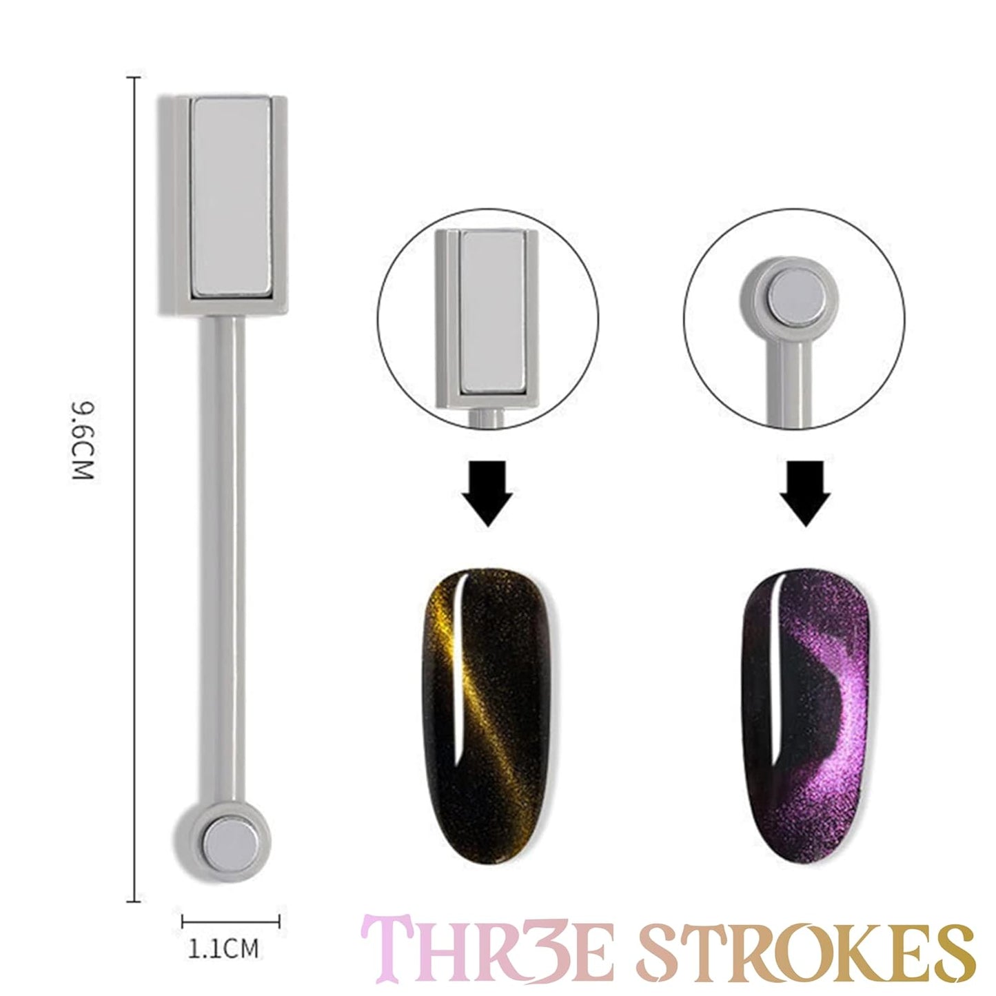 GV95 THR3E STROKES 10pcs Nail Magnet Set Cat Eye Magnet for Nails Magnetic Gel Polish Nail Polish Pens Nail Design Tools Nail Magnetic Stand Nail Art Tools
