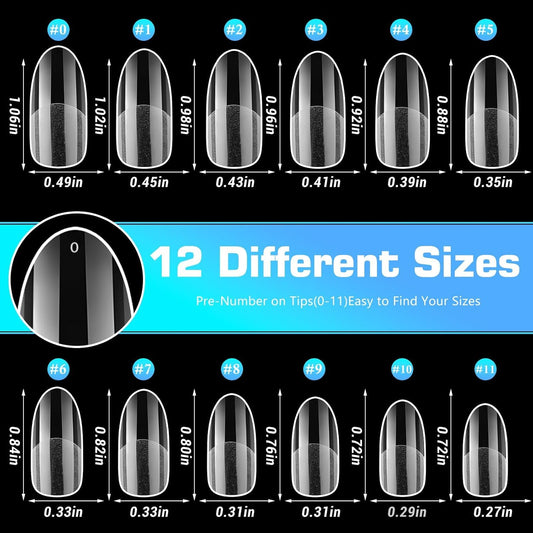 GV35 THR3E STROKES Soft Gel NailTips, Full Cover Clear Soft Nail Tips for Artificial FalseNails Extension Nail Salons DIY NailArt with Box, 550PCS (MEDIUM OVAL P11)