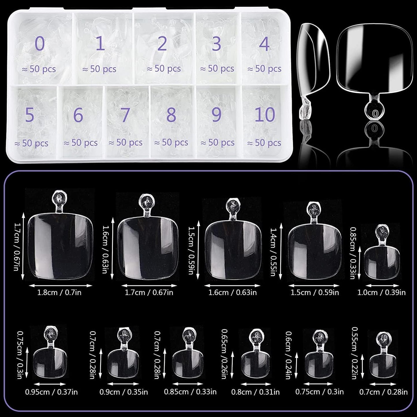 GV22 THR3E STROKES Soft Gel Nail Tips, Full Cover Clear Soft Nail Tips for Artificial False Nails Extension Nail Salons DIY Nail Art with Box, 550PCS (TOE NAILS)