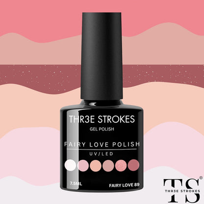 GV8 THR3E STROKES Gel Nail Polish Set- 6 Colors Nude Gel Polish All Seasons Skin Tones Pink Neutral Brown Gel Polish Kit (Uv/Led Lamp Required) Shades Need At Least 3 Layers, Shine Finish, 7.5 Milliliters (FAIRY LOVE 89, 15ml)