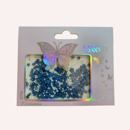 GV705 12Pcs 3D Flower Nail Art Decorations with Pearl Beads – DIY Nail Accessories Pack Multicolor