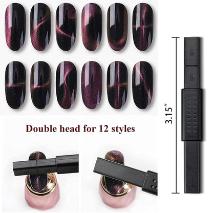 GV95 THR3E STROKES 10pcs Nail Magnet Set Cat Eye Magnet for Nails Magnetic Gel Polish Nail Polish Pens Nail Design Tools Nail Magnetic Stand Nail Art Tools