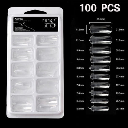 GV118 THR3E STROKES Poly Extension Gel Dual Nail Forms - 100pcs Poly Nail Gel Forms Acrylic Nails Mold Artificial UV Gel DIY Polish Manicure Tool