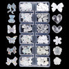 GV150 THR3E STROKES Multi-Shape Pearl Rhinestone Golden Metal Nail Art, Acrylic Butterfly Flower Nail Art Pendant Nail Art, Nail Art Pendant Applique Jewelry Accessories Production (D63)
