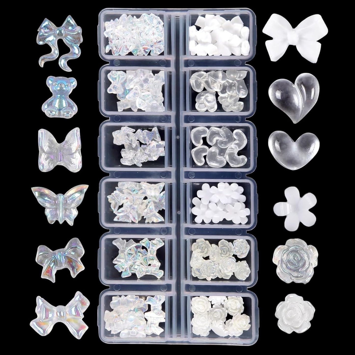 GV150 THR3E STROKES Multi-Shape Pearl Rhinestone Golden Metal Nail Art, Acrylic Butterfly Flower Nail Art Pendant Nail Art, Nail Art Pendant Applique Jewelry Accessories Production (D63)