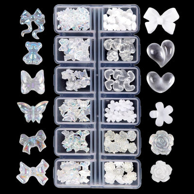 GV150 THR3E STROKES Multi-Shape Pearl Rhinestone Golden Metal Nail Art, Acrylic Butterfly Flower Nail Art Pendant Nail Art, Nail Art Pendant Applique Jewelry Accessories Production (D63)