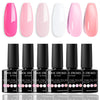 GV9 THR3E STROKES Gel Nail Polish Set- 6 Colors Nude Gel Polish All Seasons Skin Tones Pink Neutral Brown Gel Polish Kit (Uv/Led Lamp Required) Shades Need At Least 3 Layers, Shine Finish, 7.5 Milliliters (GULABI PINK GP233, 15ml)