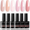 GV8 THR3E STROKES Gel Nail Polish Set- 6 Colors Nude Gel Polish All Seasons Skin Tones Pink Neutral Brown Gel Polish Kit (Uv/Led Lamp Required) Shades Need At Least 3 Layers, Shine Finish, 7.5 Milliliters (FAIRY LOVE 89, 15ml)