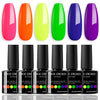 GV13 THR3E STROKES Gel Nail Polish Set- 6 Colors Nude Gel Polish All Seasons Skin Tones Pink Neutral Brown Gel Polish Kit (Uv/Led Lamp Required) Shades Need At Least 3 Layers, Shine Finish, 7.5 Milliliters (RAVE NEON RN5347, 15ml)