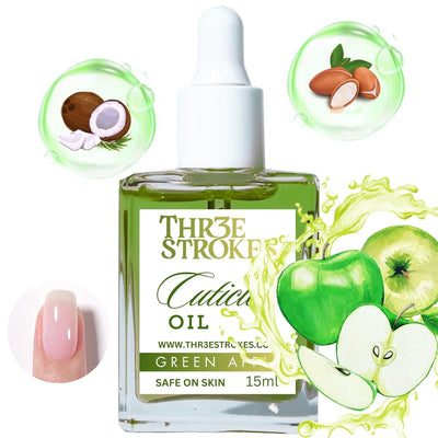 GV82 THR3E STROKES Naturale Revitalizing Cuticle Oil - Hydrating Oil For Repaired Cuticles Overnight - Remedy For Damaged Skin And Thin Nails - Paraben/Cruelty-Free Formula 15ML (GREEN APPLE)