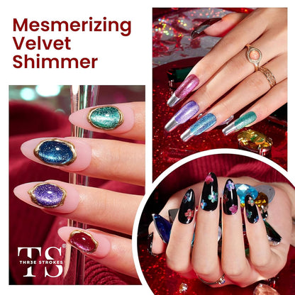 GV38 THR3E STROKES Cat Eye Gel Nail Polish Set 6 Colors, Glitter Red Shiny Brown Burgundy Purple Blue Green Magnetic Effect Sparkle Stunning Nail Gel Polish Gifts for Women, 2024 Limited Colors CLUSTER X