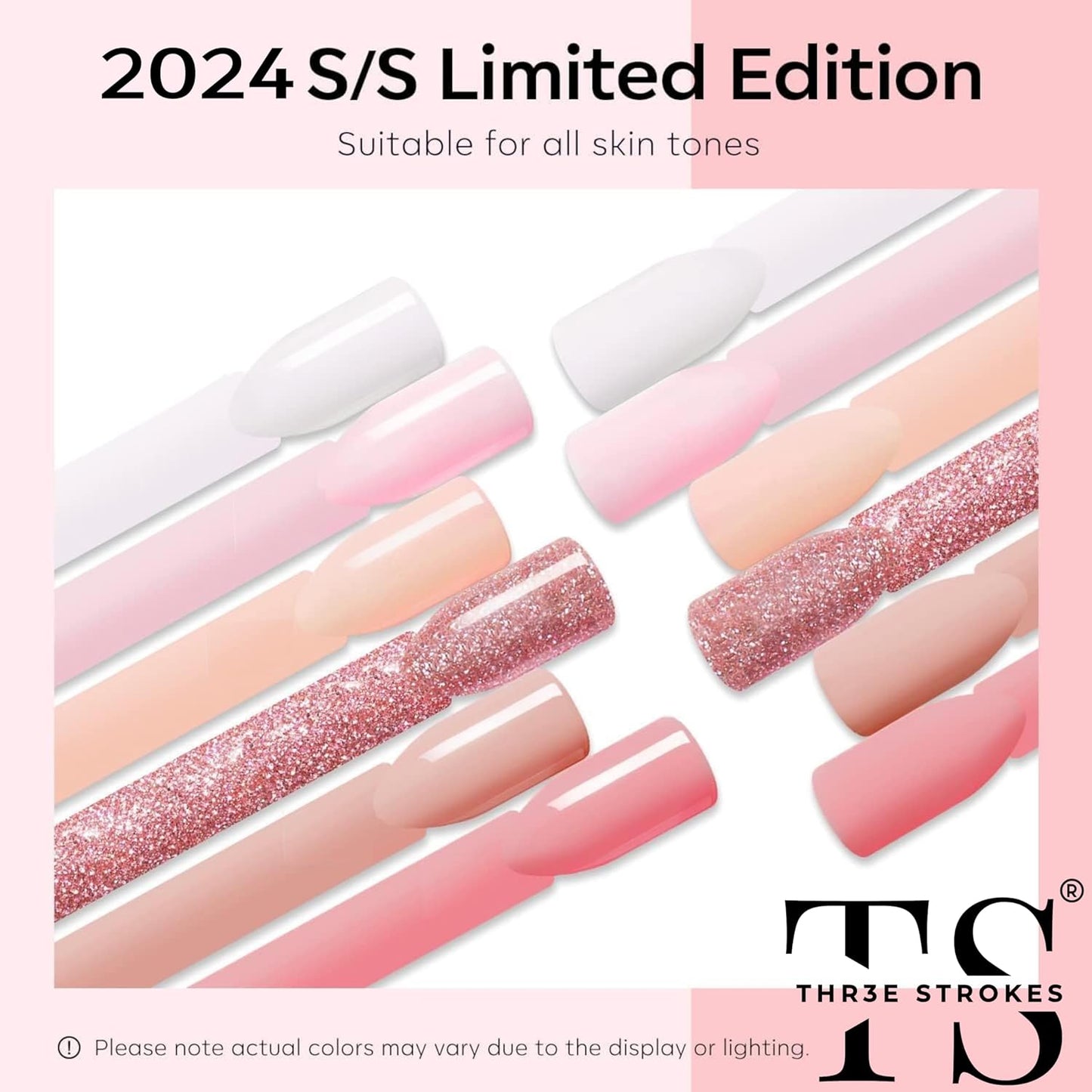 GV8 THR3E STROKES Gel Nail Polish Set- 6 Colors Nude Gel Polish All Seasons Skin Tones Pink Neutral Brown Gel Polish Kit (Uv/Led Lamp Required) Shades Need At Least 3 Layers, Shine Finish, 7.5 Milliliters (FAIRY LOVE 89, 15ml)