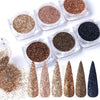 GV165 THR3E STROKES 6 Boxes Holographic Sugar Glitter Nail Art Sequins Kits 3D Metallic Shining Flakes Acrylic Powder Dust for Women Nails Design Manicure Decorations (D44)