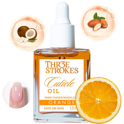 GV78 THR3E STROKES Naturale Revitalizing Cuticle Oil - Hydrating Oil For Repaired Cuticles Overnight - Remedy For Damaged Skin And Thin Nails - Paraben/Cruelty-Free Formula 15ML (ORANGE)