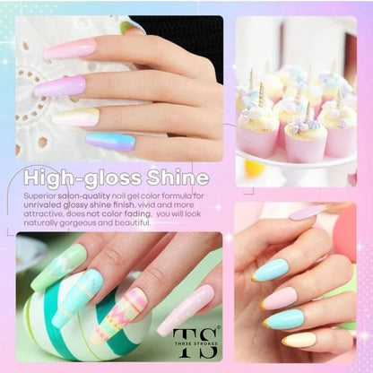 GV7 THR3E STROKES Gel Nail Polish Set- 6 Colors Pastel Gel Polish All Seasons Skin Tones Pink Neutral Brown Gel Polish Kit (Uv/Led Lamp Required) Shades Need At Least 3 Layers, Shine Finish, 7.5 Milliliters (VENICE PASTEL VP22, 15ml)