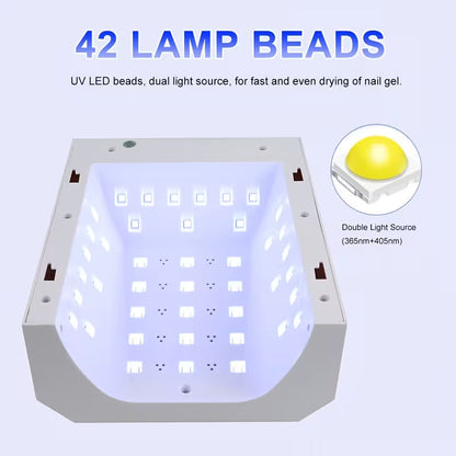 GV1138 SUN BM-20 42 LED UV Nail Lamp, Rechargeable Professional Nail Dryer with 30s/60s/90s Timer, Touch Control, Infrared Sensor & Removable Base for Gel Polish
