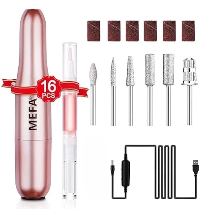 GV771 Professional Portable Electric Nail Drill with 6PCS Drill Bits & Cuticle Oil Pen – Efile Nail Machine for Acrylic, Gel & Dip Powder Manicure and Pedicure