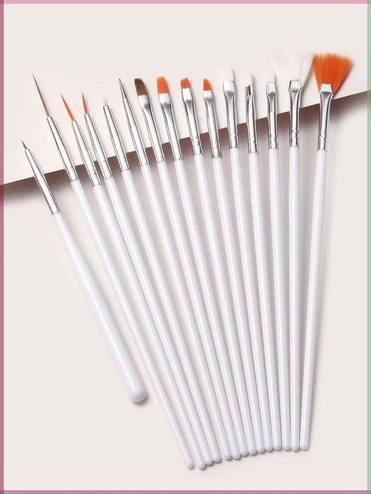 GV625 15pcs Acrylic Nail Art Design Painting Tool Pen Polish White Nail Brush Set