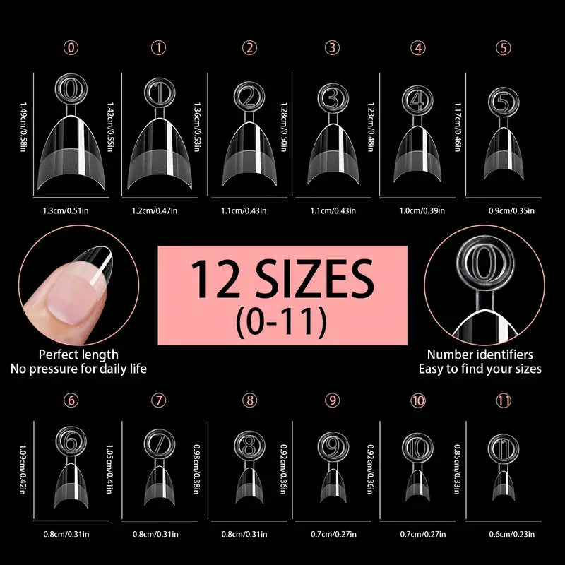 GV773 600pcs Artificial Acrylic Square False Nail Tips – Short Almond Press-On Nails with Glossy Finish, Transparent & Pastel Colors for Natural Look and Daily Wear