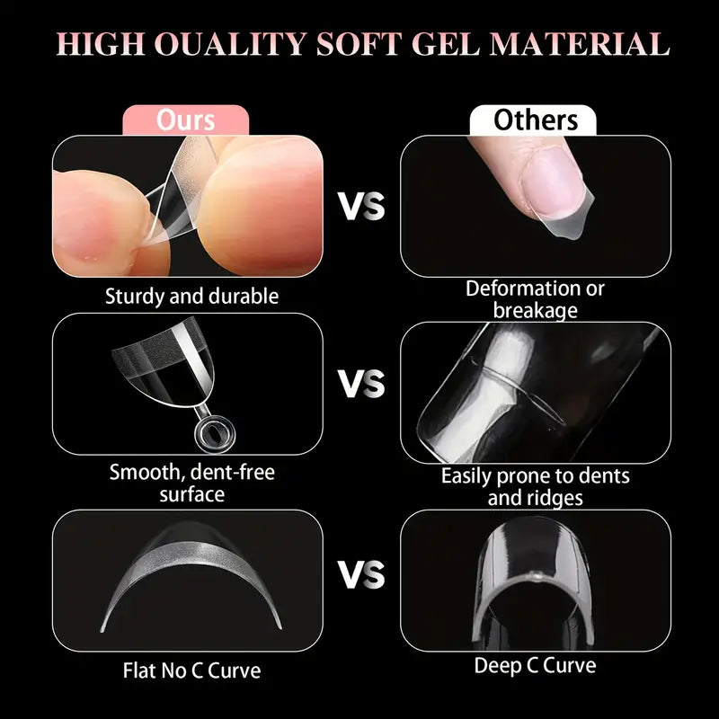 GV773 600pcs Artificial Acrylic Square False Nail Tips – Short Almond Press-On Nails with Glossy Finish, Transparent & Pastel Colors for Natural Look and Daily Wear