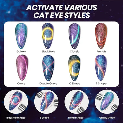 GV968 Vayve Aurion Cat Eye Gel Polish Set – Dual-Gleam Magnetic Effect, 6 Shades