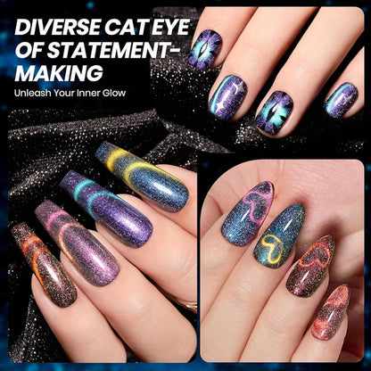 GV968 Vayve Aurion Cat Eye Gel Polish Set – Dual-Gleam Magnetic Effect, 6 Shades