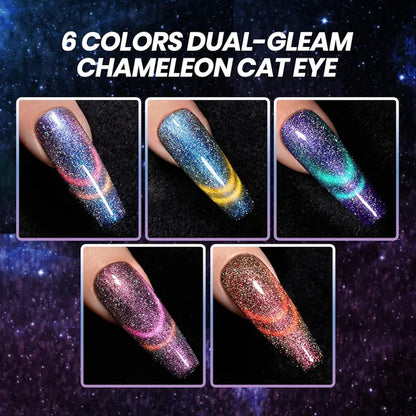 GV968 Vayve Aurion Cat Eye Gel Polish Set – Dual-Gleam Magnetic Effect, 6 Shades