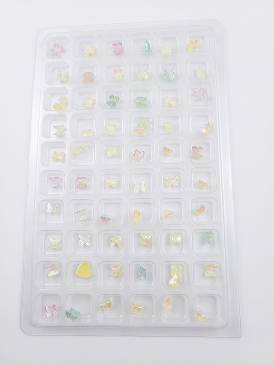 GV1083 3D Aurora Butterfly Nail Charms Set – Iridescent AB Resin Nail Art Decorations for Acrylic, Gel & DIY Manicure (60 Pcs Assorted Designs)