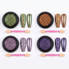GV854 Transparent Chameleon Aurora Nail Powder – Glitter Chrome Pigment Set of 4