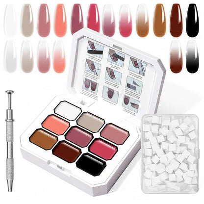 GV903 THR3E STROKES Ombre Gel Nail Polish with Nail Art Sponges for Pat Gel Ombre Color Palette Blush Effect Pat Painting Gradient Blooming Gels 9colors for Ombre Nails Multistyle French Manicure DIY