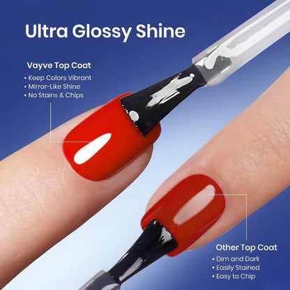 GV976 Vayve Base Coat & Shiny Top Coat Combo – Long Lasting & Glossy Finish
