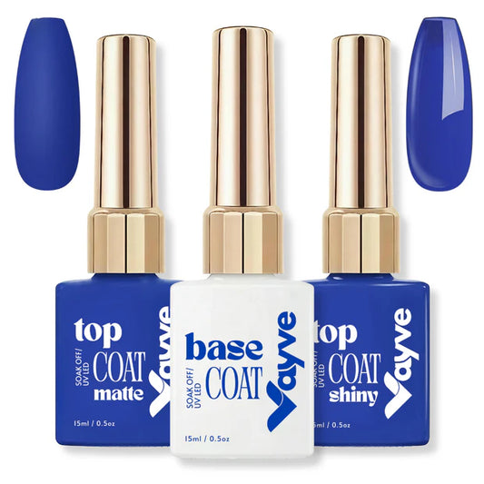 GV964 Vayve Base, Glossy & Matte Top Coat Combo 15ml | Complete Gel Nail System UV/LED