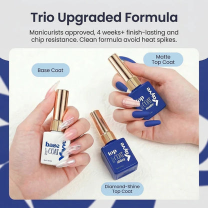 GV964 Vayve Base, Glossy & Matte Top Coat Combo 15ml | Complete Gel Nail System UV/LED