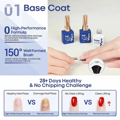 GV964 Vayve Base, Glossy & Matte Top Coat Combo 15ml | Complete Gel Nail System UV/LED